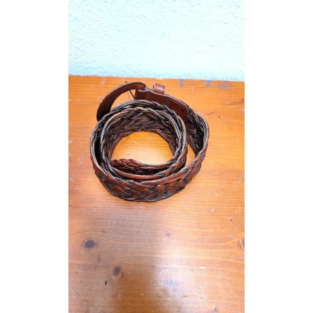 Vintage Braided Leather Belt Made In Turkey Size M‎